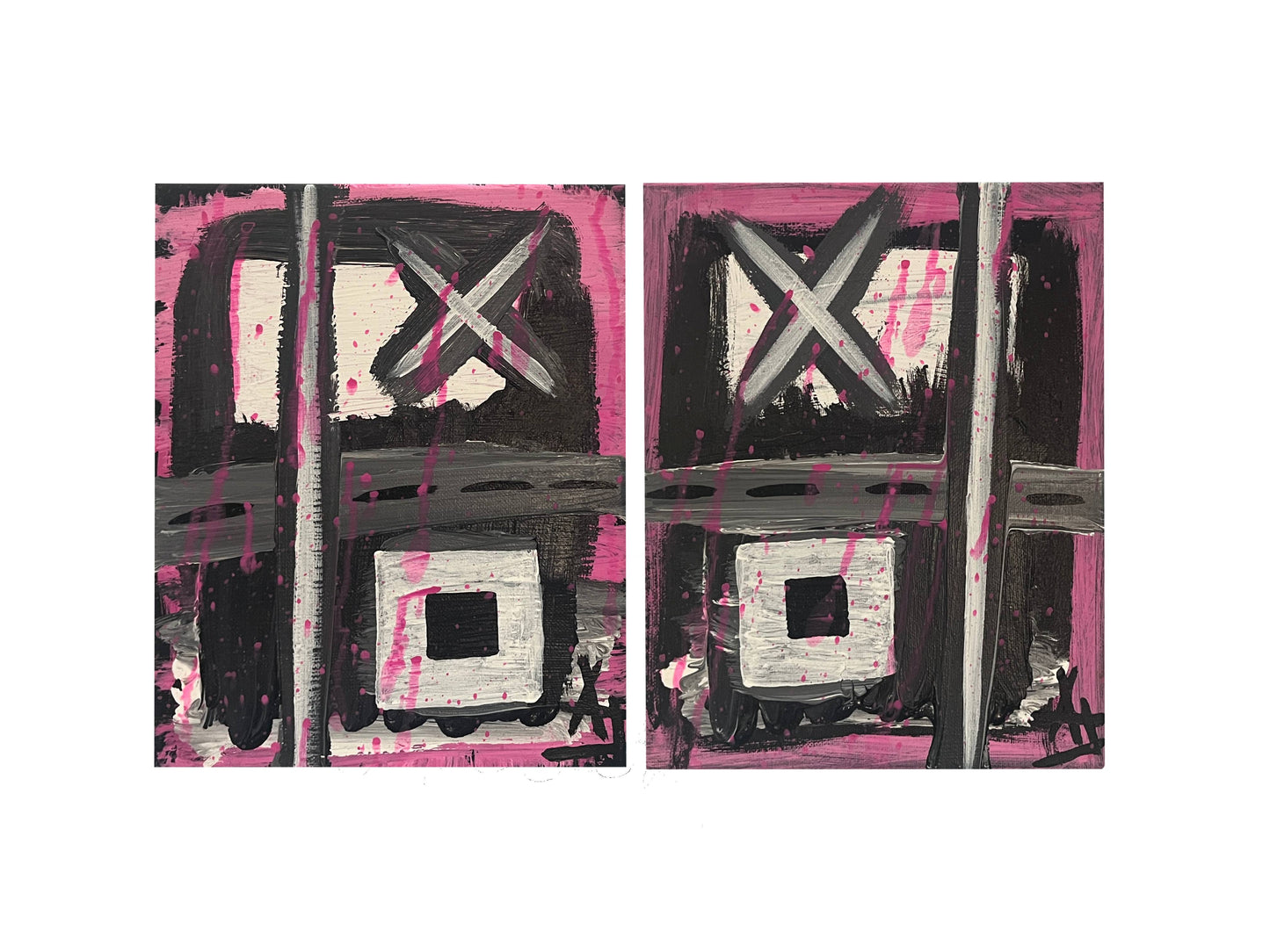 "Untitled (Twins)" Abstract Diptych Painting