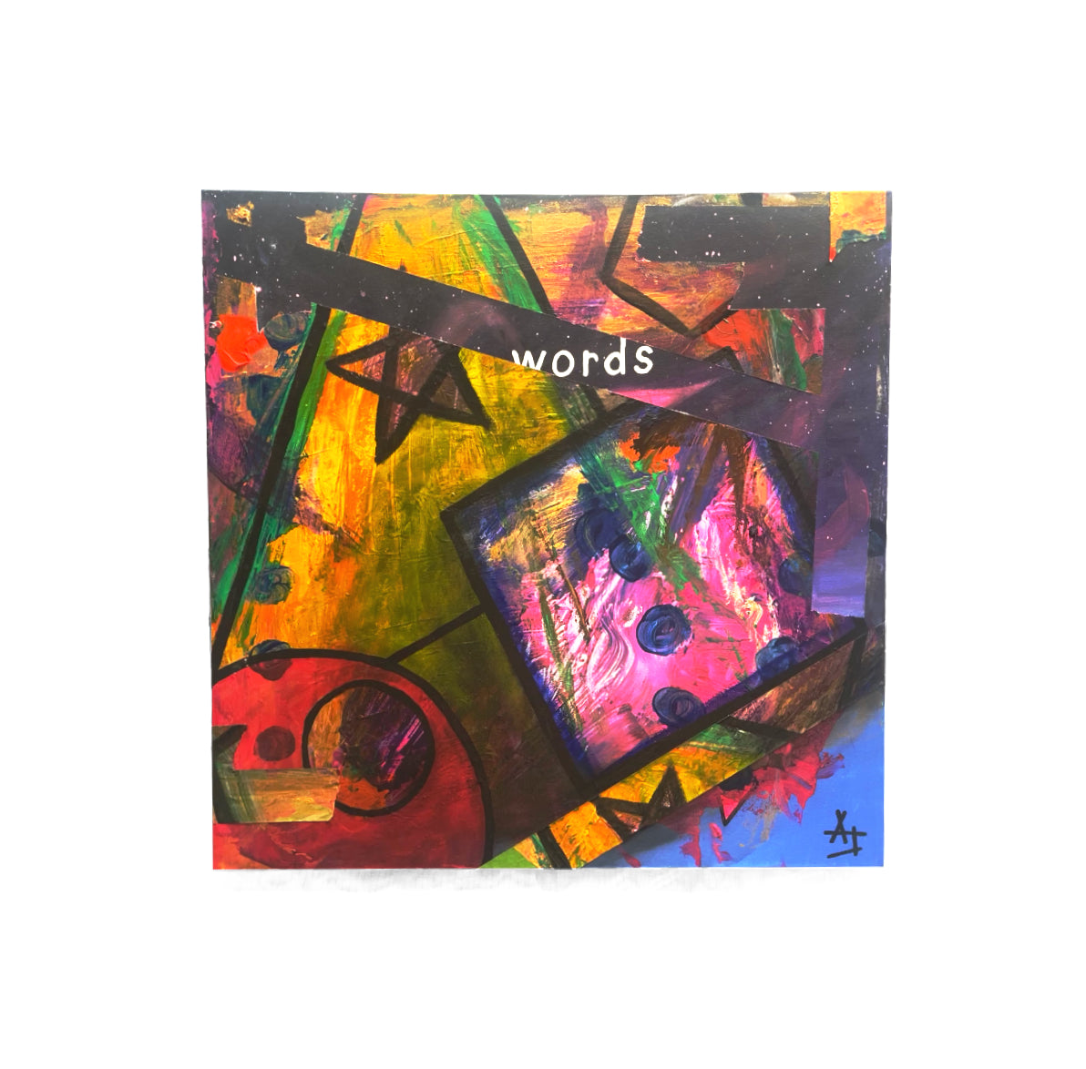 "More Words Count Less" 24x24x1.5-inch Abstract Acrylic Painting